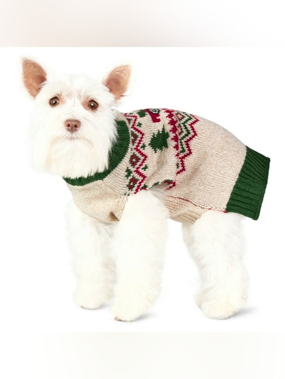 Vibrant Life NWT Beige/Green Holiday Truck Pet Sweater for Cats & Dogs Size XS